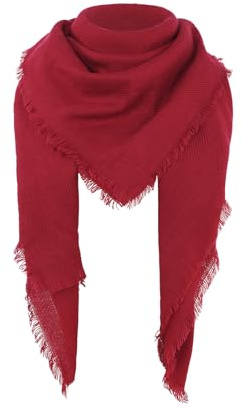 Durio Karoschal Damen Schal Winter Weich Deckenschal Quadratisch Übergroßer Strickschal Kariert Poncho mit Fransen Rot