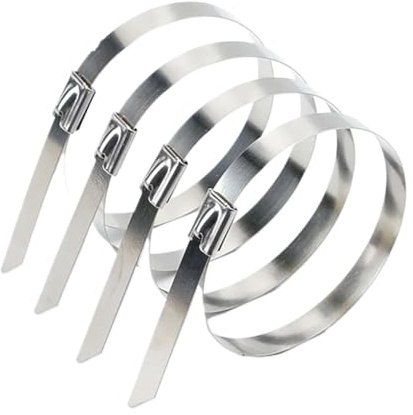 Edelstahl Kabelbinder 10 Stück 7,9 mm Edelstahl-Metallkabelbinder, Auspuffumwicklung, beschichtetes Metall mit Reißverschluss, Auspuff, multifunktionale Kabelbinder Verriegelung(7.9x300mm)
