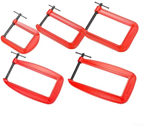 Serre-joint en G robuste pour travail du bois - Mâchoire de 110 mm - gorge de 305 mm - Résistante à la rouille - En fonte ductile - Poignée ergonomique en T pour travail du métal, maçonnerie (d)