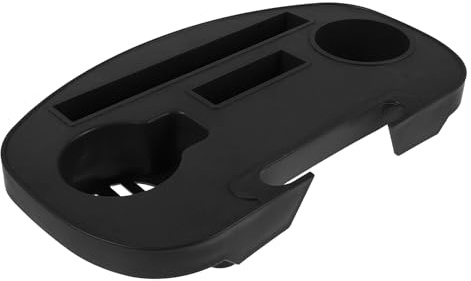 Lurrose Bandeja Portavasos Plegable para Silla Reclinable de Playa y Camping Accesorio Organizador de Bebidas y Teléfono en Plástico Resistente Marrón y Negro Soporte Estable para