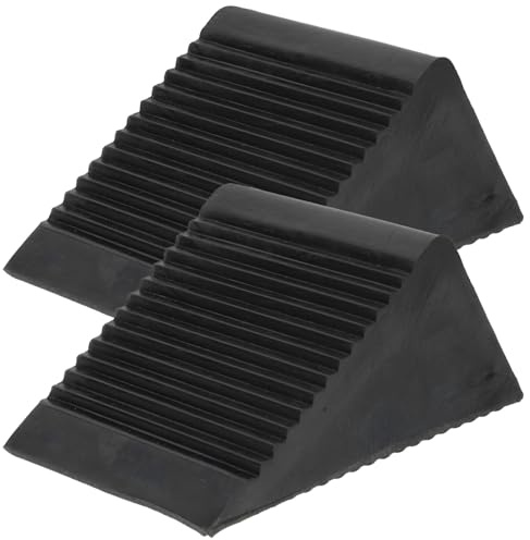 ELEOUTI Cunei per Ruote in Gomma 2 Pezzi, Fermaruota Robusto Antiscivolo per Auto, Camion Leggeri e Roulotte, Accessori per Parcheggio e Riparazioni Veicoli, Design Portatile e Compatto