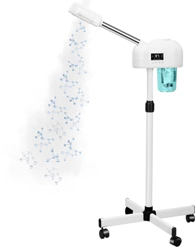 Professional Facial Steamer, Nano Ionic Hot Mist Spray, Timer Function, Face Steamer Machine, Vaporizador Face Steamer for Estheticians, SPA at Home (White)