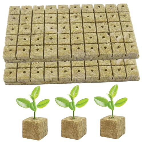Steinwolle-Würfel, 100 Stück, vielseitiges Hydrokultur-Schoten-Samen-Starter-Set, 2, 5 cm, Wachstumsschwämme für Tomaten, Kräuter, Orchideen, Microgreens