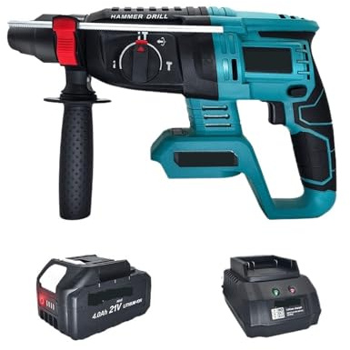 Perceuse À Percussion Rotative Sans Fil Balais De 26 Mm, Électrique Multifonctionnelle Rechargeable, Compatible Avec Batterie 18 V Capacité De PerçAge Maximale(1PC 4.0Ah Battery)