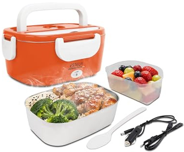 Innovate Estela Fiambrera Eléctrica Coche y Camión 12V 24V y 220V | Calienta y Mantiene la Comida Caliente, Recipiente de Acero Inoxidable 1,05L, Para Trabajo y Hogar, Certificación RoHS
