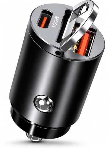 100W USB C Car Charger, Dual Port 12V Cigarette Lighter Usb Charger Adapter [100W USB-A + 30W USB-C] Fast Charging All-Metal Car Charger Socket Compatible with Phone 17/16/15 Pro Max & More