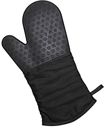 Lurch 70090 Koch- und Backhandschuh aus 100% BPA-freiem Platin Silikon und Baumwolle, Schwarz