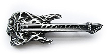 eeddoo® Gürtelschnalle - Totenkopf Gitarre - Skull Guitar Buckle (Buckle für Wechselgürtel für Damen und Herren | Belt Frauen Männer Oldschool Rockabilly Metall Gothic Wave Rock Biker Western Trucker)