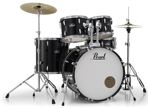 Pearl Roadshow Drum Set 5-Piece Complete Kit with Cymbals and Stands, Jet Black (RS525SC/C31)
