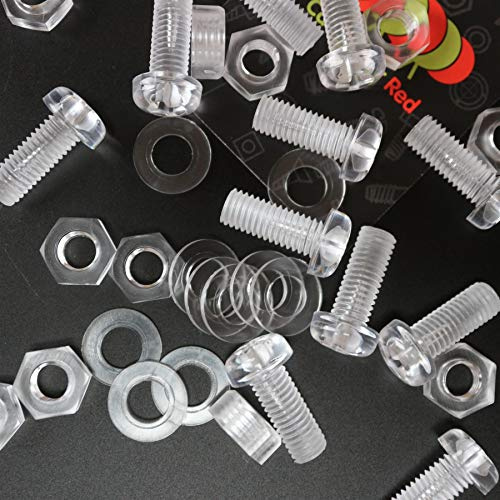 10er-Paket durchsichtige, klare M8 x 20mm Bolzen & Muttern, Unterlegscheiben – Schrauben aus Plastik, Acryl, Kunststoff