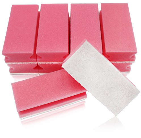 awiwa XXL Putzschwamm Küchenschwamm Spülschwamm Schwamm für Küche und Bad (kratzfrei, Griffleiste, maschinenwaschbar,10-er Pack) (rot-weiß)