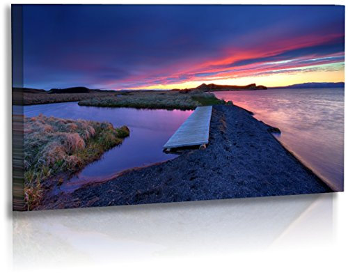 Fotoatelier Dirk Haas Premium Acrylglasbild XXL - Natur - Landschaft - Island - Bild - Wasser - Strand - Steg - Sonnenuntergang - Wellness - Acrylglas : 90 cm x 45 cm
