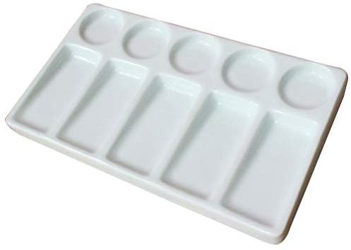rosenice 10-Well rechteckige Form Porzellan-Palette Keramik Aquarell auslaufsicher Malerei Palette (weiß)