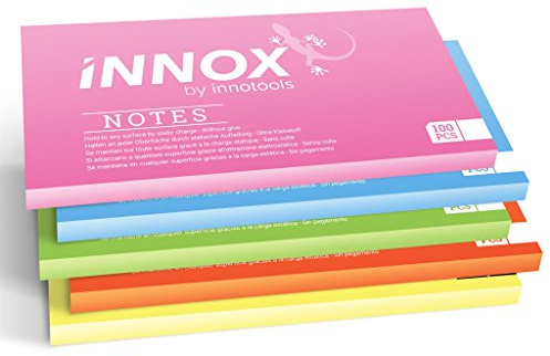 INNOX Elektrostatische Moderations-Karten, Bunt, 20x10cm, 500 Blatt | Haftet an allen Oberflächen ohne Magnete, Pins oder Klebstoff, Ideen visualisieren, verschieben, strukturieren