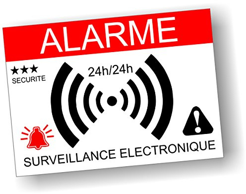 Pegatinas disuasorias de alarma – Vigilancia electrónica – Lote de 10 unidades – Dimensiones: 7,4 x 5,2 cm