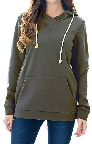 Smallshow Top Lactancia de Vellón Sudadera de Maternidad para Amamantar,Army Green XL