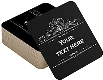 Personalised Beer Mats Pack of 48 - Absorbent Recyclable Cardboard Drink Mat Coasters 95mm x 95mm x 1mm Square - Accessories for Home Bars Pubs - CO-CARD-DI016-48 - ADD NAME/TEXT