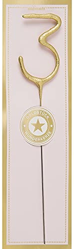 Wunderkerze Zahl 3 Gold 20 cm Geburtstag Kuchen Torte