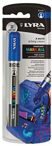 LYRA Graduate Mark All Permanent Marker Blau Blister 1 Stk. | Fine Art, Multi Surface, Rundspitze 2mm, Acrylmarker