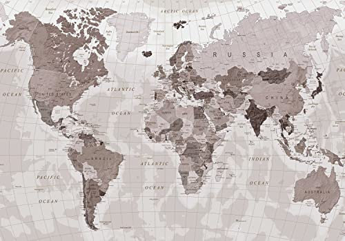 wandmotiv24 Fototapete Weltkarte Globus Atlas, S 200 x 140cm - 4 Teile, Wanddeko, Wandbild, Wandtapete, Karte Sepia M6291