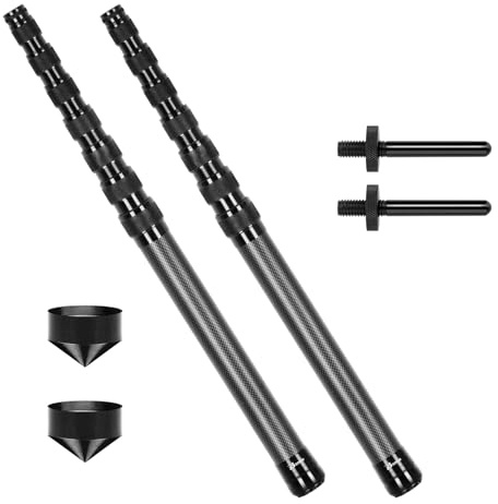 DOBEN Telescopic Tarp Poles Set of 2, Carbon Fiber Telescopic Tent Pole 3m Height Adjustable(59.5-300cm), Lightweight Portable Super Tough Tarp Pole for Tent Fly, Camping, Shelter, Awning