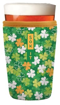 Sok It PintGlassSok Beer Glass Sleeve Insulated Neoprene Cover (Luck of the Shamrock, Pint Glass Sleeve)