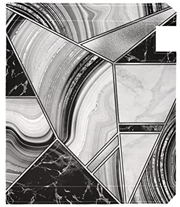 Silver White Lines Marble Granite Agate Black Grey Paint Triangle Tile Polyester with Magnetic Strips Mailbox Cover, Oversized Fade Resistant Letter Post Wraps, Seasonal Outdoor Decor 25.5x20.8