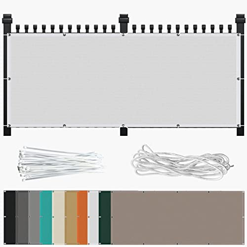 Innen Balkonverkleidung 105 x 950 cm Wetterschutz Wasserfest Windfest Pergola HDPE aus Starken Material für Balkon Garten Balkongeländer, Weiß
