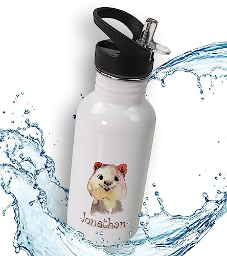 timalo® Trinkflasche für Kinder personalisiert mit Namen | auslaufsichere Edelstahl Sportflasche Kindergarten mit Tieren Geschenk für Jungen und Mädchen 400mL | 10-Quoka