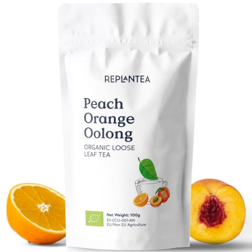 TE OOLONG ALL'ARANCIA E PESCA Bio 100g (50 Tazze) | Tè Oolong Biologico Sfuso molto Aromatico come Bevanda Calda o Fredda REPLANTEA