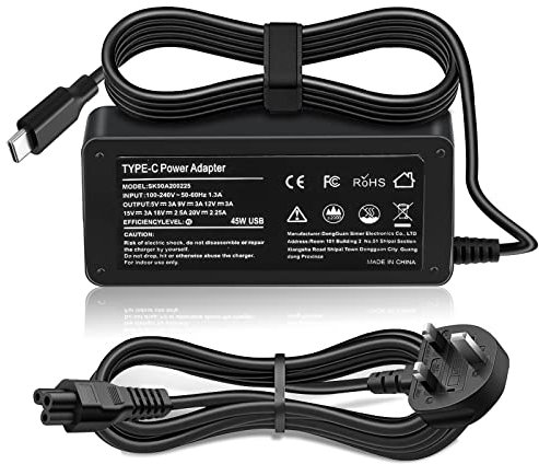 45W Fast Charging Laptop Charger USB C Compatible with Asus, HP, Acer, Lenovo, Dell, Samsung, Google, Chromebook Charger USB C and More Type C Laptop Charger Power Adapter