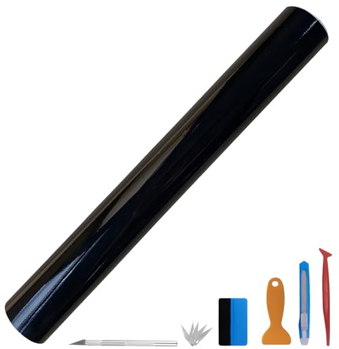 NewL Glanz Schwarz 100cm x 300cm Auto Folie Blasenfrei mit Luftkanälen für Auto Folierung und 3D bekleben in Matt Glanz und Carbon Autofolie