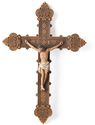 BC Catholic Crucifix Wall Cross, Holy Cross, Religious Gift, Hand-painted in Vintage Style Full Color, 12H by Buildclassic
