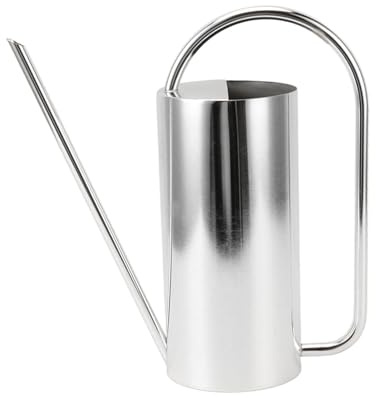 Kufoo Gießkanne, Rostfrei, Tragbar, mit Langem Auslauf, 1500 ml, Edelstahl, Silber