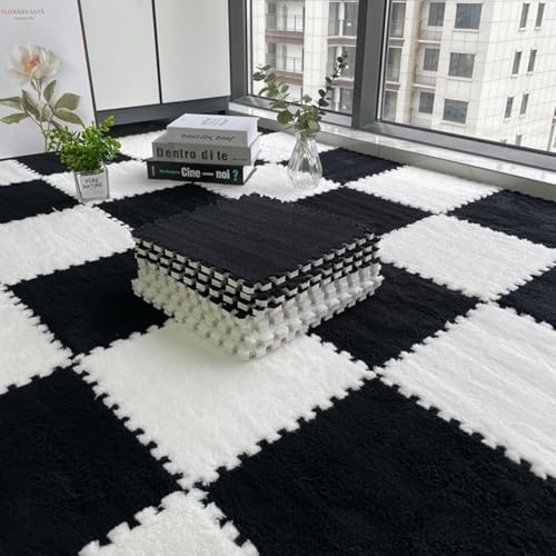 Haklein Plush Foam Floor Mat, 30x30x1cm Playmats Puzzle Rug Foam Floor Tiles Mat, Non-slip Soft Interlocking Carpet Area Rug for Room Decor (10Pcs)