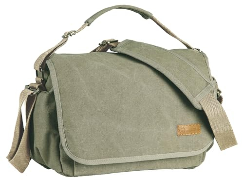 TARION Canvas kameraväska crossbody – vintage fotoväska DSLR-kamera messengerväska enkel axelväska foto väska fodral för kvinnor män gata urban fotografering med vattentätt regnskydd RS-01, ljusgrön,