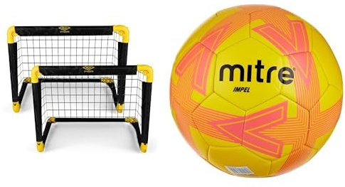 Umbro Fußballtor - Fußballtore Set von 2 - Faltbares Fussballtor - Fussballtore für Garten Kinder - Fussball Trainingszubehör für Innen und Außen - Metall - Schwarz/Gelb
