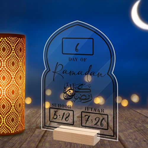 Ramadan Kalender Countdown, 2024 Eid Mubarak Dekoration, Handgeschriebener Ramadan Kalender Kinder, Acryl kalender Ornament Gebet Ramadan Mubarak Deko Wohnzimmer Ramadan Geschenke Für Kinder (C)