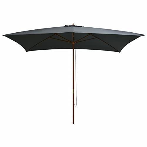 ARKEM Sonnenschirm mit Holz-Mast 200×300 cm Anthrazit Wasserdicht Garten Sonnenschirm Strandschirm