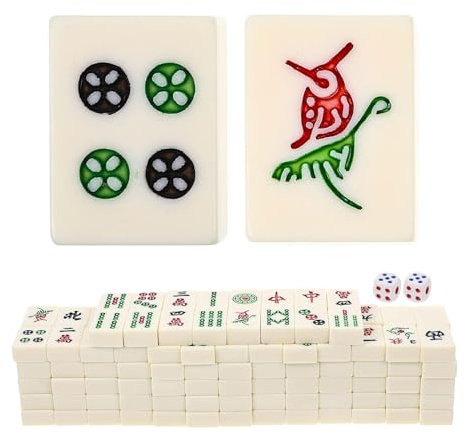 ZEONIK 1 Set Mahjong Chinesische Mahjong-Fliesen Klassische chinesische Mahjong-Familie Kleine Mahjong-Fliesen für Schlafzimmer Wohnzimmer