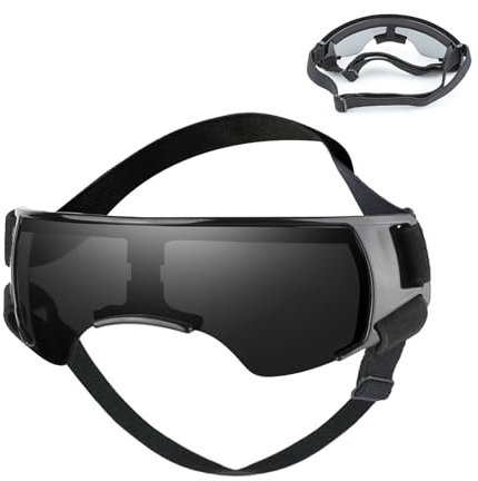 Anti-UV-Schutzbrille für Kleine Hunde, Sonnenbrille für Kleine Hunde, Winddichte Wasserdicht Sonnenschutz Haustierbrille Welpen mit Einstellbar Gummiband,Hundebrille für Haustiere (Schwarz)