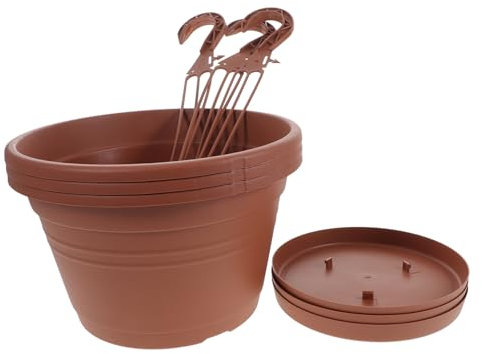 Toddmomy Jardinière Suspendue pour Balcon Décoration D'intérieur 3 Pièces Plastique Rouge Brique Crochet Solide Balcon Extérieur Jardin Pot De Fleurs Pratique Et Solide