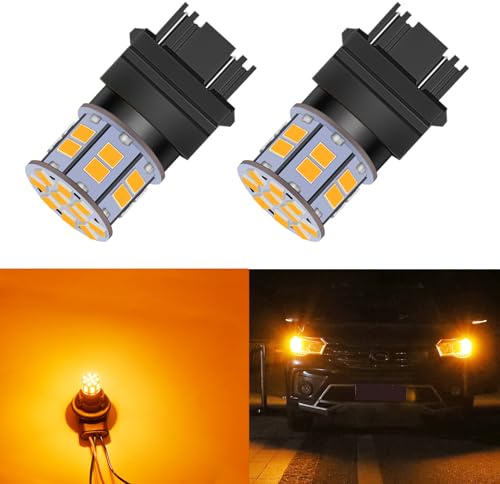 LEDYOTRY 3157 LED Bulbs Amber 12V-24V Super Bright Low Power 4157 3056 3057 3047 4057 3156 3157A LED Bulb for Turn Signal Blinker Lights, Brake Tail Parking DRL Lights, Pack of 2