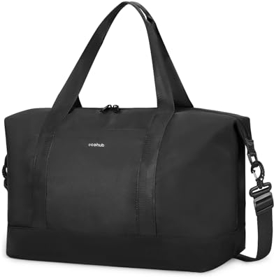 ECOHUB Ryanair Handgepäck Tasche 40x30x20, 20L Ryanair Handgepäck 40x20x25 für Flugzeug, Faltbare Reisetasche Mit Abnehmbar Nass-Tasche, Ryan Airlines Bag 40x20x25, Weekender Damen Herren(Schwarz)