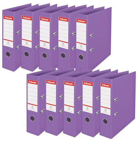 Esselte Archivador A4 de polipropileno, 10 unidades, capacidad de 500 hojas, ancho de lomo de 75 mm, carpeta A4 ligera y duradera para el hogar/oficina, organización de escritorio, serie