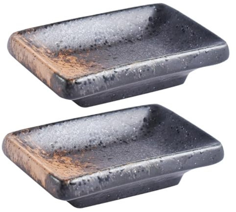 Hoement 2pcs Japanese Sauce Plate Seasoning Dish Dipping Bowl Lids for Kitchen BBQ