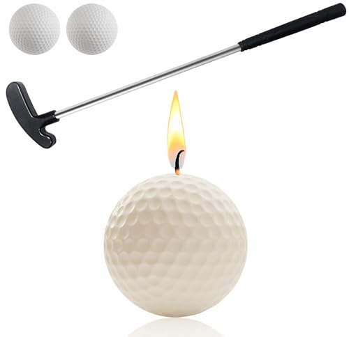 Golf Ball Birthday Candles, Golf Birthday Party Decorations, Golf Cake Topper, Mini Golf Club for Golf Sport Themed Birthday Decorations (White, Putter)