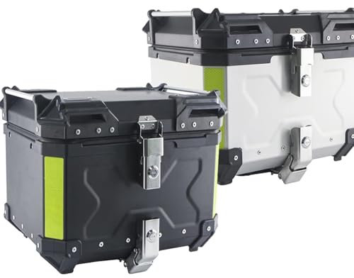 Schwarz/Silber Motorradkoffer Aluminiumlegierung Topcase Roller Gepäckbox Roller Wasserdichtes Top Case Mit Sicherheitsschloss Universelles Motorradzubehör(Schwarz)