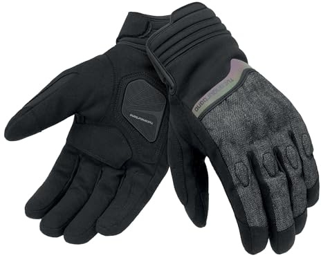 Tucano Urbano guanti BOSS HYDROSCUD moto e scooter. Guanti moto invernali uomo. Protezioni nocche. dorso in denim, palmo scamosciato sintetico, 100% impermeabile e traspirante, touch screen. Tg. S