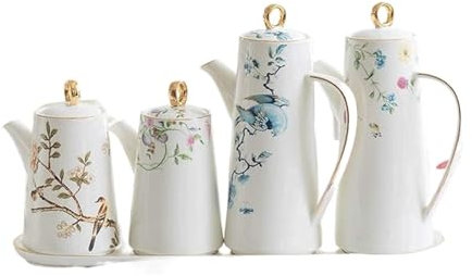 CGCSYZ Distributeur d'huile et de vinaigre, Ensemble de Porcelaine et de vinaigre de Style Japonais, récipient de Stockage en céramique, Pots à Condiments avec Bouteilles à(